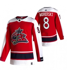 Men Columbus Blue Jackets 8 Zach Werenski Red Adidas 2020 21 Reverse Retro Alternate NHL Jersey