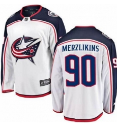 Men Columbus Blue Jackets 90 Elvis Merzlikins White Adidas Jersey