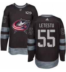 Mens Adidas Columbus Blue Jackets 55 Mark Letestu Authentic Black 1917 2017 100th Anniversary NHL Jersey 