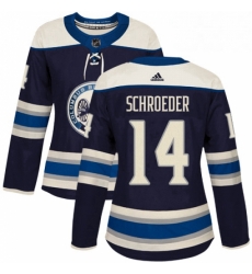 Womens Adidas Columbus Blue Jackets 14 Jordan Schroeder Authentic Navy Blue Alternate NHL Jersey 