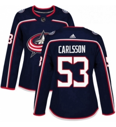 Womens Adidas Columbus Blue Jackets 53 Gabriel Carlsson Premier Navy Blue Home NHL Jersey 