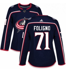 Womens Adidas Columbus Blue Jackets 71 Nick Foligno Premier Navy Blue Home NHL Jersey 