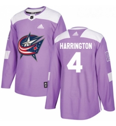 Youth Adidas Columbus Blue Jackets 4 Scott Harrington Authentic Purple Fights Cancer Practice NHL Jersey 