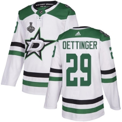 Men Adidas Dallas Stars 29 Jake Oettinger White Road Authentic 2020 Stanley Cup Final Stitched NHL Jersey