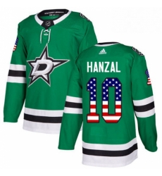 Mens Adidas Dallas Stars 10 Martin Hanzal Authentic Green USA Flag Fashion NHL Jersey 