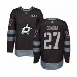 Mens Adidas Dallas Stars 27 Erik Condra Authentic Black 1917 2017 100th Anniversary NHL Jersey 