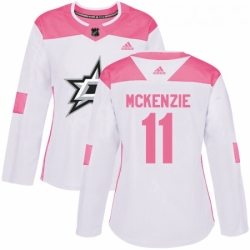 Womens Adidas Dallas Stars 11 Curtis McKenzie Authentic WhitePink Fashion NHL Jersey 