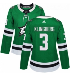 Womens Adidas Dallas Stars 3 John Klingberg Premier Green Home NHL Jersey 