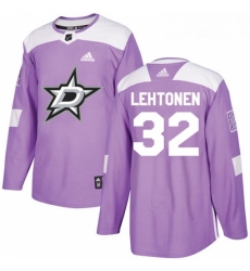 Youth Adidas Dallas Stars 32 Kari Lehtonen Authentic Purple Fights Cancer Practice NHL Jersey 