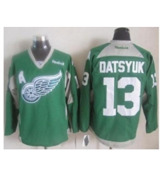 Detroit Red Wings #13 Pavel Datsyuk Green Practice Stitched NHL Jersey