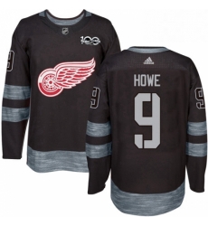 Mens Adidas Detroit Red Wings 9 Gordie Howe Authentic Black 1917 2017 100th Anniversary NHL Jersey 