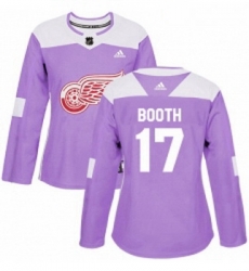 Womens Adidas Detroit Red Wings 17 David Booth Authentic Purple Fights Cancer Practice NHL Jersey 