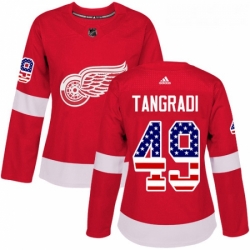 Womens Adidas Detroit Red Wings 49 Eric Tangradi Authentic Red USA Flag Fashion NHL Jersey 