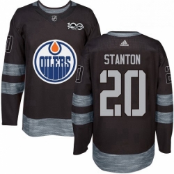 Mens Adidas Edmonton Oilers 20 Ryan Stanton Authentic Black 1917 2017 100th Anniversary NHL Jersey 