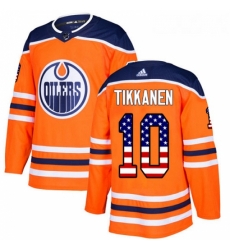 Youth Adidas Edmonton Oilers 10 Esa Tikkanen Authentic Orange USA Flag Fashion NHL Jersey 