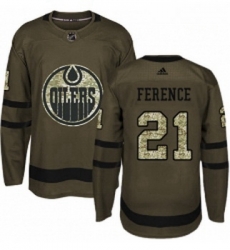 Youth Adidas Edmonton Oilers 21 Andrew Ference Authentic Green Salute to Service NHL Jersey 