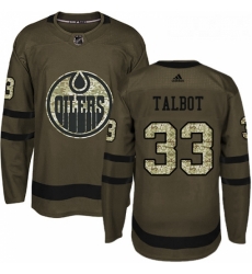 Youth Adidas Edmonton Oilers 33 Cam Talbot Authentic Green Salute to Service NHL Jersey 