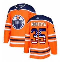 Youth Adidas Edmonton Oilers 35 Al Montoya Authentic Orange USA Flag Fashion NHL Jersey 