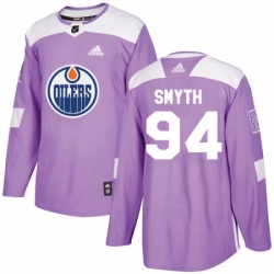 Youth Adidas Edmonton Oilers 94 Ryan Smyth Authentic Purple Fights Cancer Practice NHL Jersey 