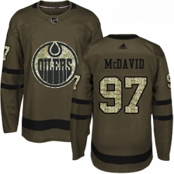 Youth Adidas Edmonton Oilers 97 Connor McDavid Authentic Green Salute to Service NHL Jersey 