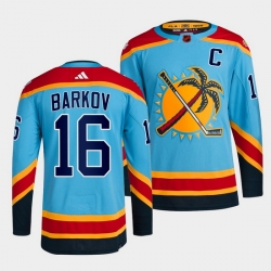 Men Florida Panthers 16 Aleksander Barkov Blue 2022 Reverse Retro Stitched Jersey