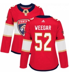 Womens Adidas Florida Panthers 52 MacKenzie Weegar Authentic Red Home NHL Jersey 