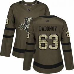 Womens Adidas Florida Panthers 63 Evgenii Dadonov Authentic Green Salute to Service NHL Jersey 