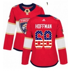 Womens Adidas Florida Panthers 68 Mike Hoffman Authentic Red USA Flag Fashion NHL Jersey 