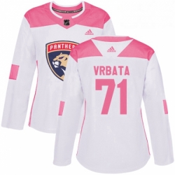 Womens Adidas Florida Panthers 71 Radim Vrbata Authentic WhitePink Fashion NHL Jersey 