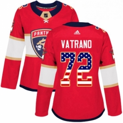 Womens Adidas Florida Panthers 72 Frank Vatrano Authentic Red USA Flag Fashion NHL Jersey 