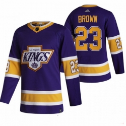 Men Los Angeles Kings 23 Dustin Brown Black Adidas 2020 21 Reverse Retro Alternate NHL Jersey