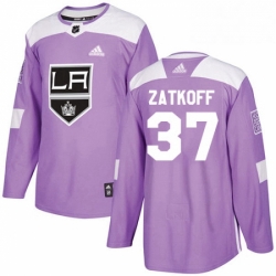 Mens Adidas Los Angeles Kings 37 Jeff Zatkoff Authentic Purple Fights Cancer Practice NHL Jersey 