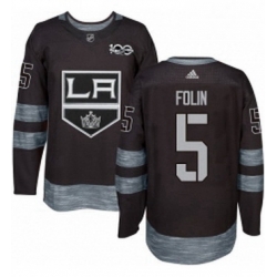 Mens Adidas Los Angeles Kings 5 Christian Folin Premier Black 1917 2017 100th Anniversary NHL Jersey 