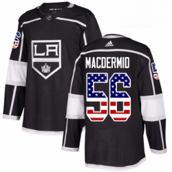 Mens Adidas Los Angeles Kings 56 Kurtis MacDermid Authentic Black USA Flag Fashion NHL Jersey 