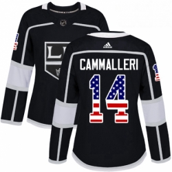 Womens Adidas Los Angeles Kings 14 Mike Cammalleri Authentic Black USA Flag Fashion NHL Jersey 