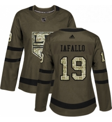 Womens Adidas Los Angeles Kings 19 Alex Iafallo Authentic Green Salute to Service NHL Jersey 