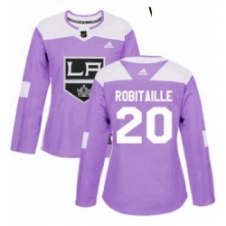 Womens Adidas Los Angeles Kings 20 Luc Robitaille Authentic Purple Fights Cancer Practice NHL Jersey 