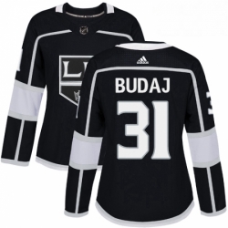 Womens Adidas Los Angeles Kings 31 Peter Budaj Authentic Black Home NHL Jersey 