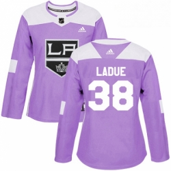 Womens Adidas Los Angeles Kings 38 Paul LaDue Authentic Purple Fights Cancer Practice NHL Jersey 