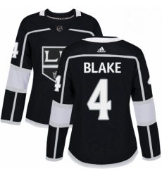 Womens Adidas Los Angeles Kings 4 Rob Blake Authentic Black Home NHL Jersey 