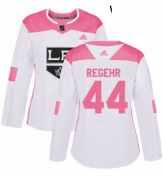 Womens Adidas Los Angeles Kings 44 Robyn Regehr Authentic WhitePink Fashion NHL Jersey 