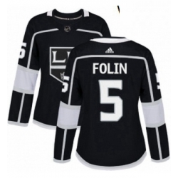 Womens Adidas Los Angeles Kings 5 Christian Folin Authentic Black Home NHL Jersey 