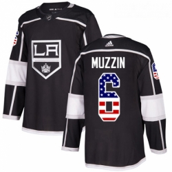 Youth Adidas Los Angeles Kings 6 Jake Muzzin Authentic Black USA Flag Fashion NHL Jersey 