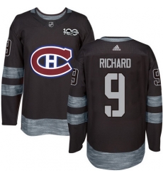 Canadiens #9 Maurice Richard Black 1917 2017 100th Anniversary Stitched NHL Jersey