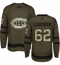 Mens Adidas Montreal Canadiens 62 Artturi Lehkonen Authentic Green Salute to Service NHL Jersey 