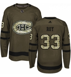 Youth Adidas Montreal Canadiens 33 Patrick Roy Authentic Green Salute to Service NHL Jersey 