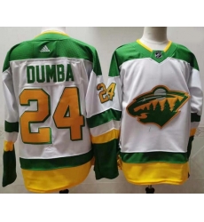 Men Minnesota Wild 24 Matt Dumba White 2020 21 Reverse Retro Adidas Jersey