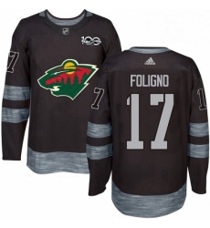 Mens Adidas Minnesota Wild 17 Marcus Foligno Premier Black 1917 2017 100th Anniversary NHL Jersey 