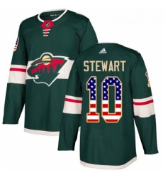 Youth Adidas Minnesota Wild 10 Chris Stewart Authentic Green USA Flag Fashion NHL Jersey 