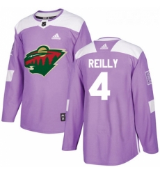 Youth Adidas Minnesota Wild 4 Mike Reilly Authentic Purple Fights Cancer Practice NHL Jersey 